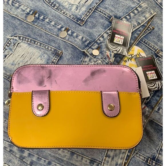 2 Toned Colorblock Faux Leather Crossbody Bag - Picture 1 of 5